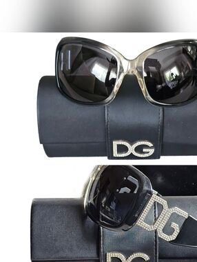 Dolce & Gabbana Black Rhinestone Sunglasses With Matching Clutch Bag